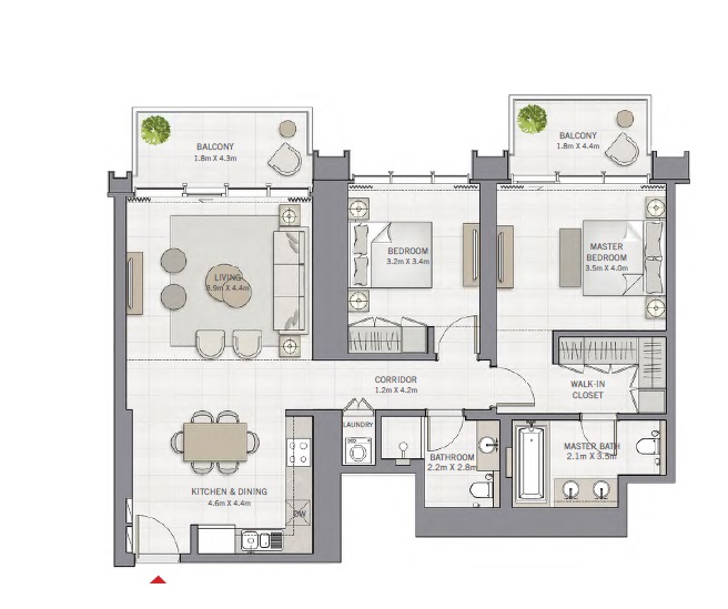 Emaar The Grand 2 Beds Layout