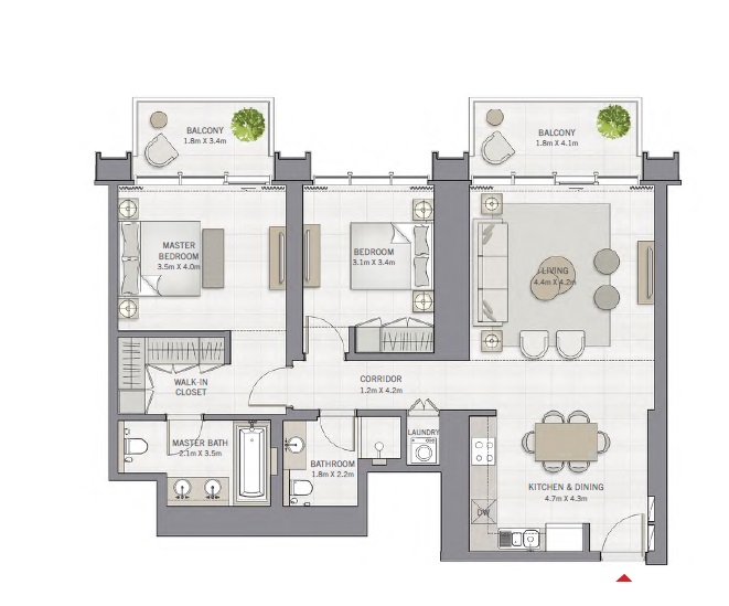 Emaar The Grand 2 Beds Layout