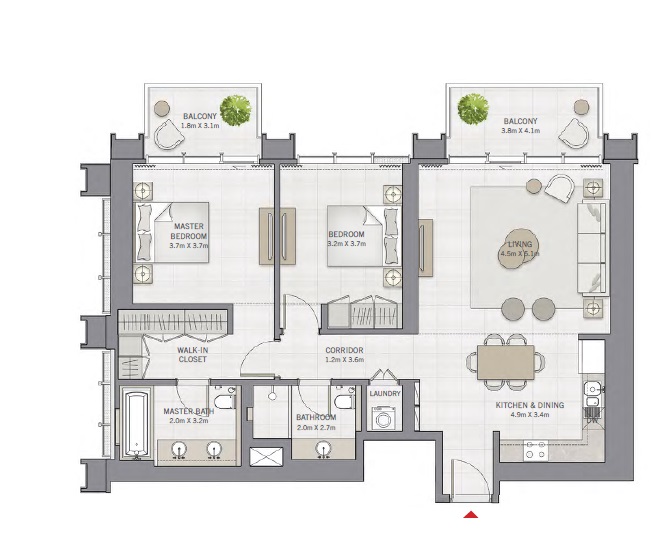 Emaar The Grand 2 Beds Layout