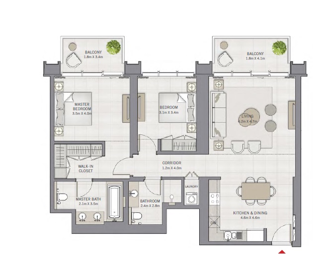 Emaar The Grand 2 Beds Layout
