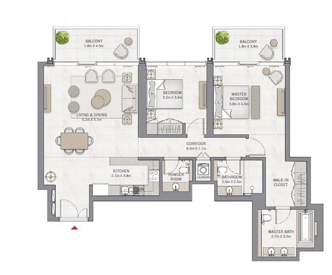 Emaar The Grand 2 Beds Layout