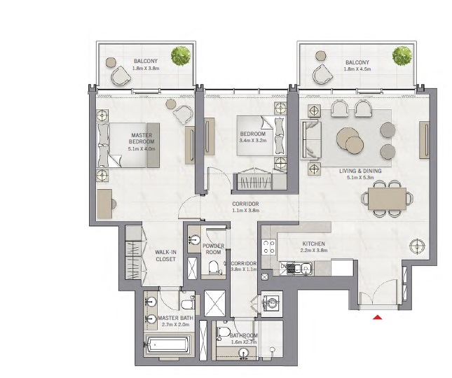 Emaar The Grand 2 Beds Layout