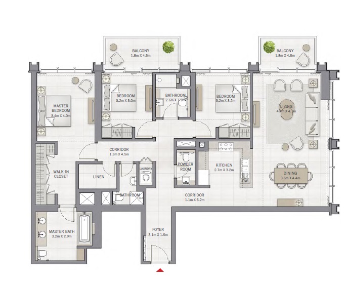 Emaar The Grand 3 Beds Layout