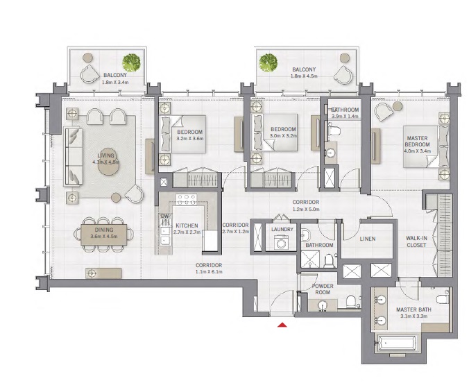 Emaar The Grand 3 Beds Layout