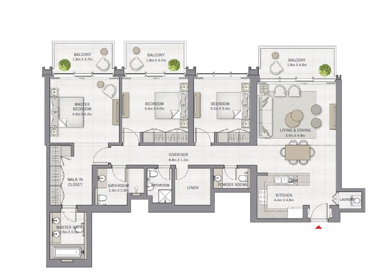 Emaar The Grand 3 Beds Layout