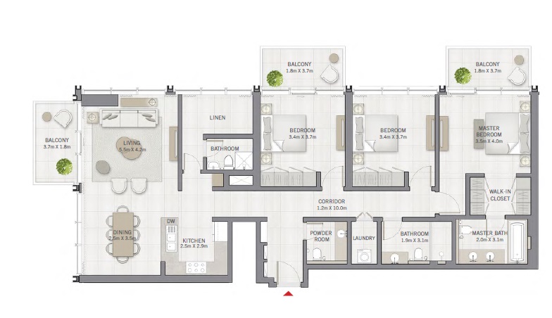 Emaar The Grand 3 Beds Layout
