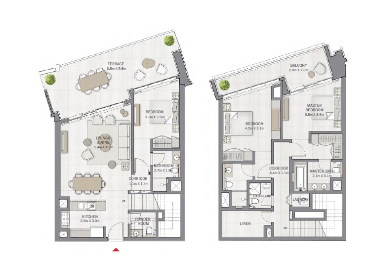Emaar The Grand 3 Beds Layout