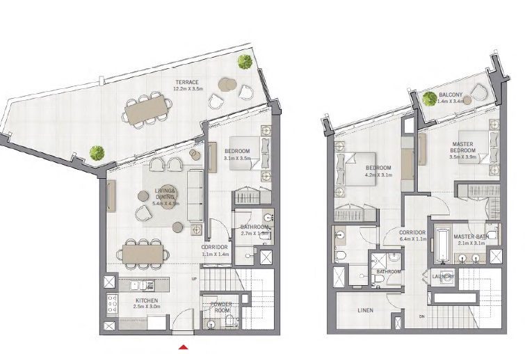 Emaar The Grand 3 Beds Layout