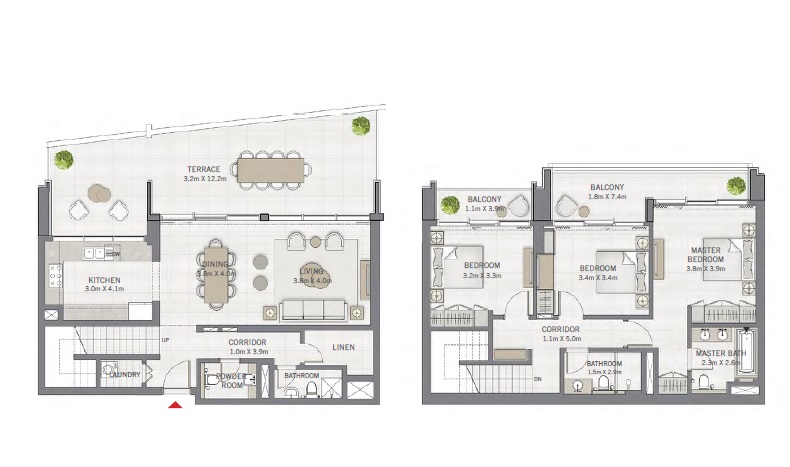Emaar The Grand 3 Beds Layout