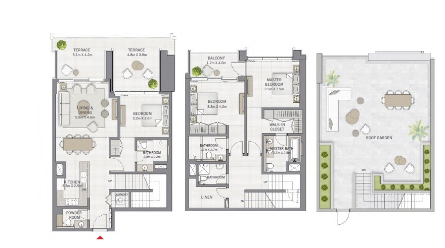 Emaar The Grand 3 Beds Layout