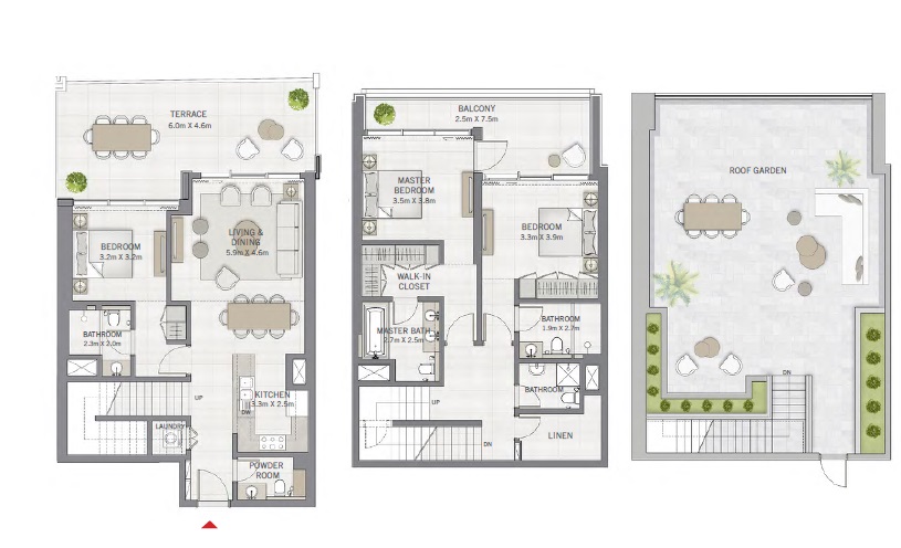Emaar The Grand 3 Beds Layout