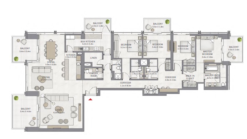 Emaar The Grand 4 Beds Layout