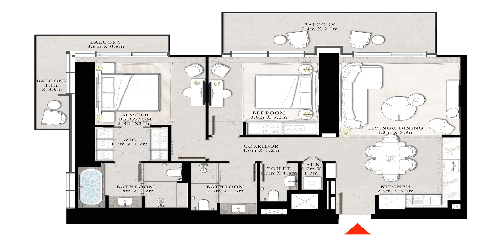 Emaar The St Regis Residences 2 Beds Layout