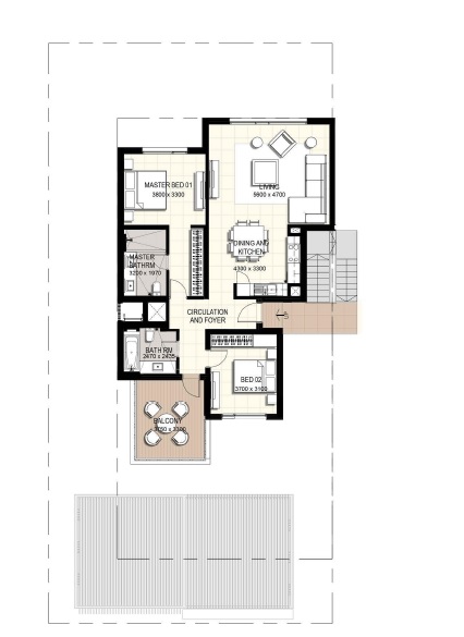 Emaar Urbana 3 2 Beds Layout