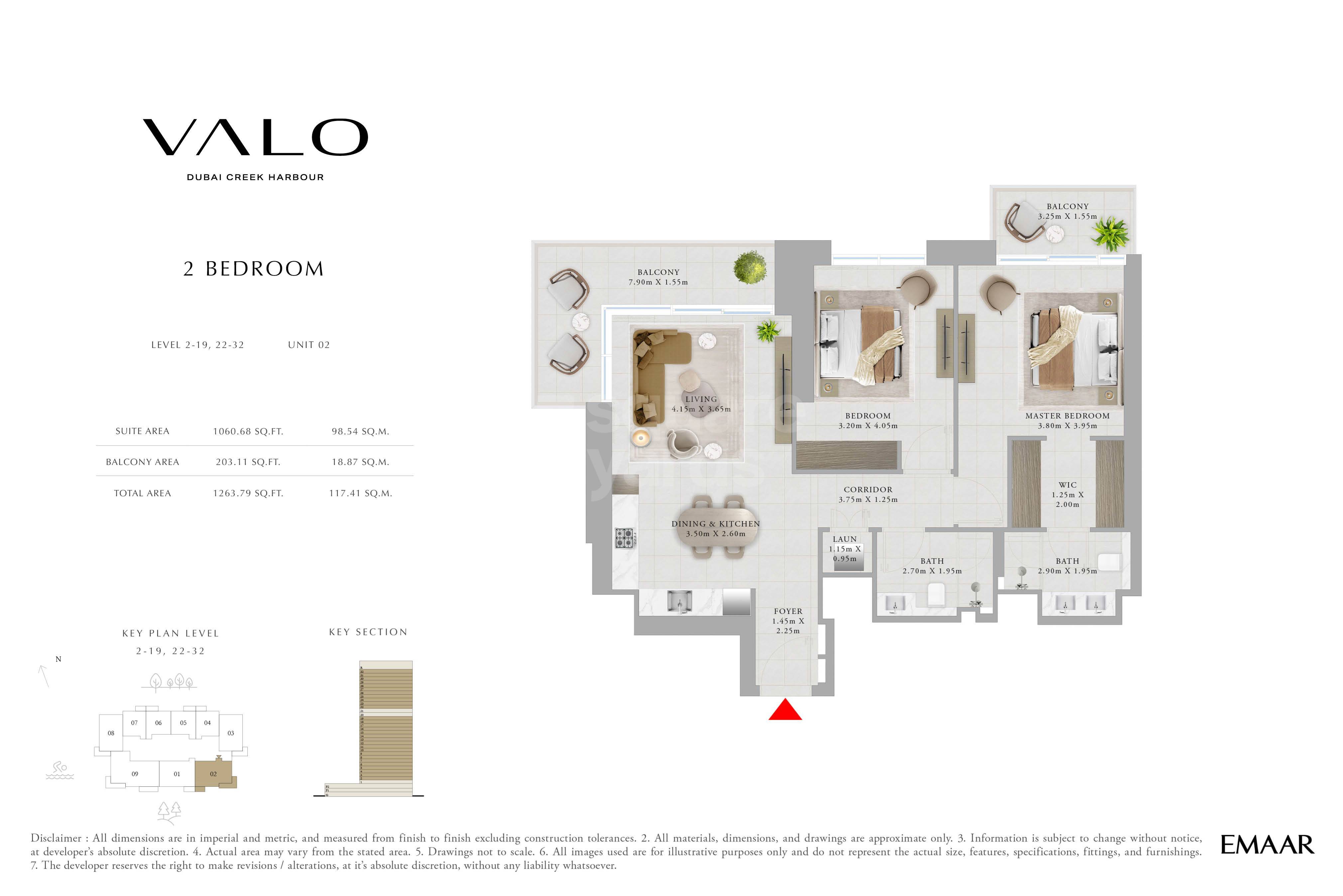 Emaar Valo 2 Beds Layout