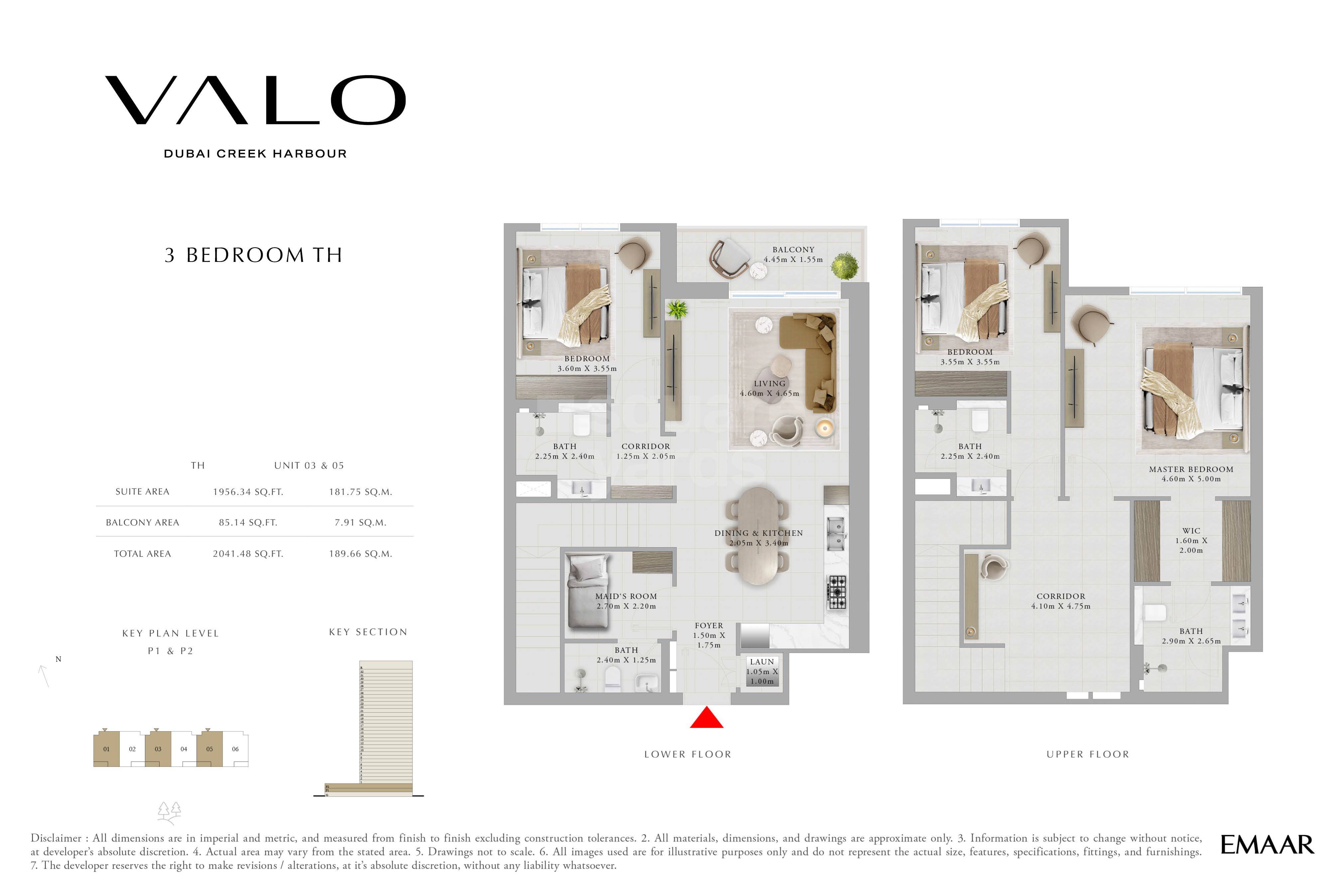 Emaar Valo 3 Beds Layout