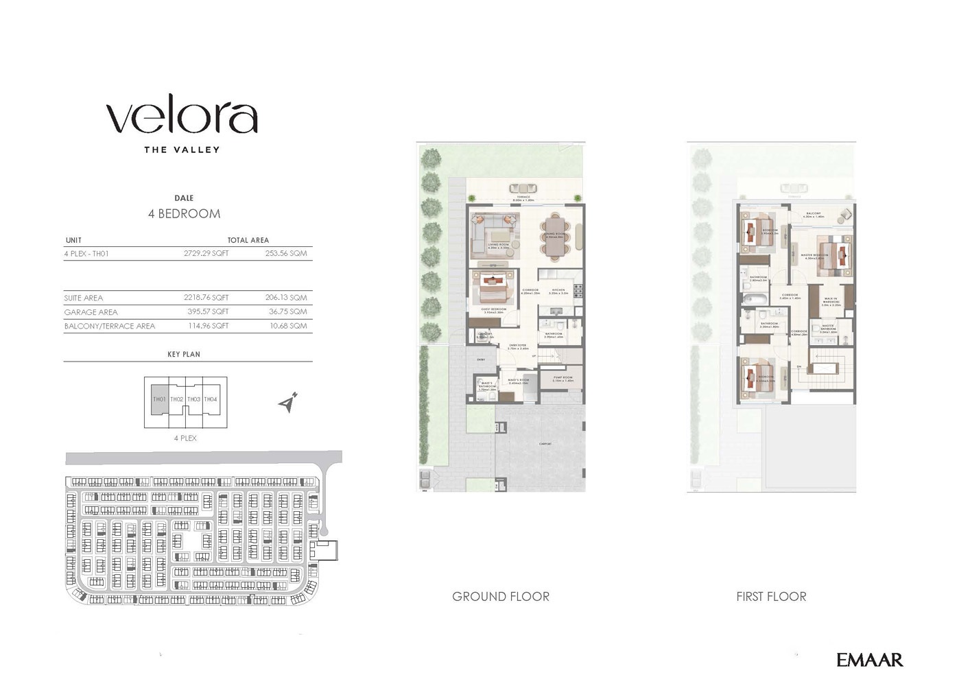 4 Beds 2729 Sq. Ft. Townhouse in Emaar Velora The Valley