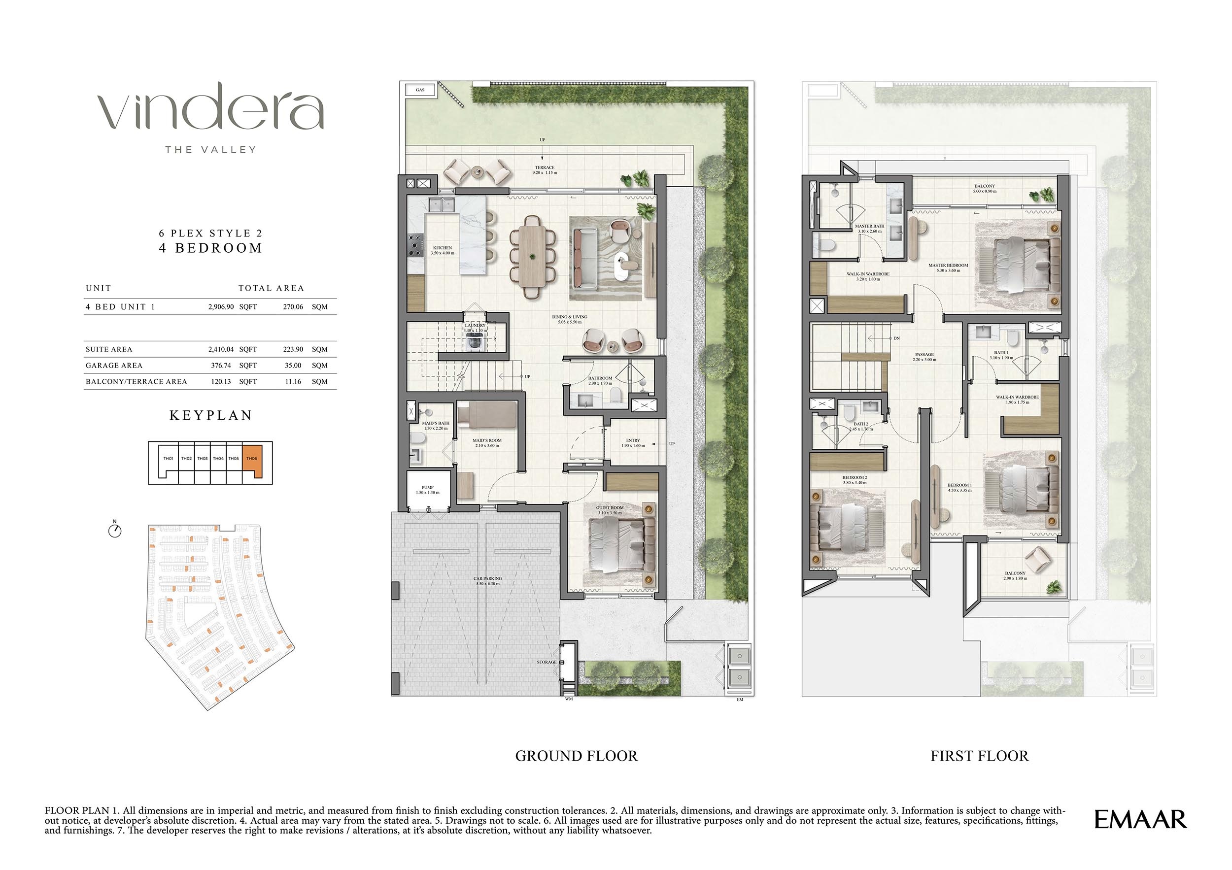 Emaar Vindera The Valley 4 Beds Layout