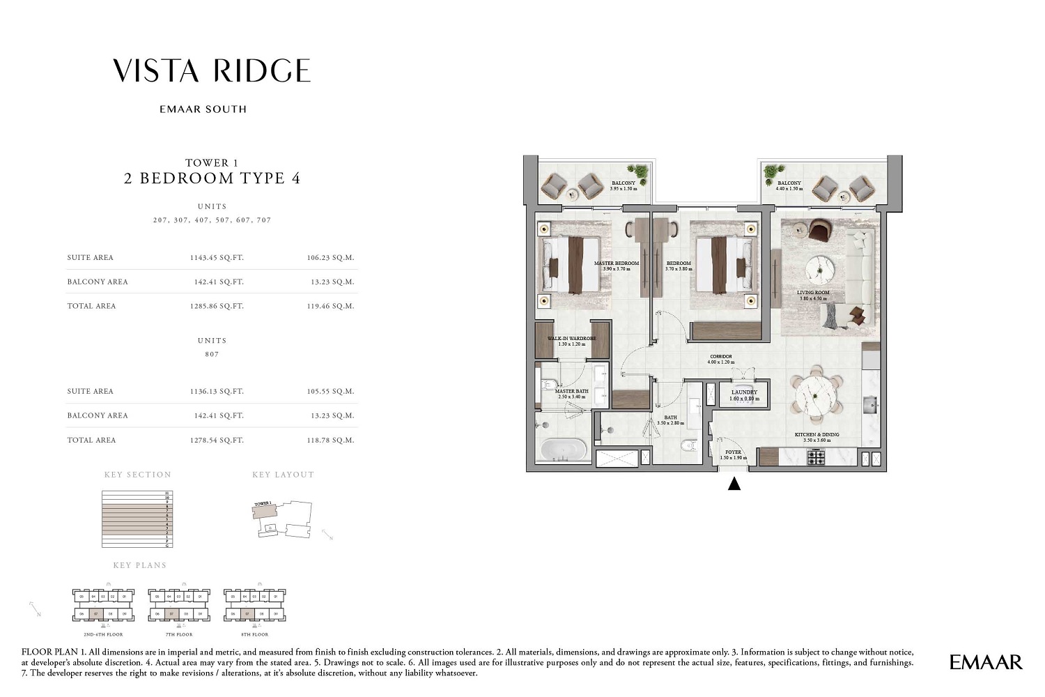 Emaar Vista Ridge 2 Beds Layout
