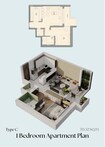 Emerald Vision Tower 1 Bed Layout