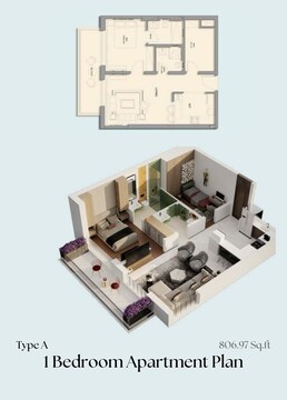 1 Bed 807 Sq. Ft. Apartment in Emerald Vision Tower