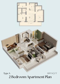 2 Beds 1189 Sq. Ft. Apartment in Emerald Vision Tower