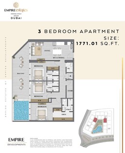 3 Beds 1771 Sq. Ft. Apartment in Empire Estate Apartments