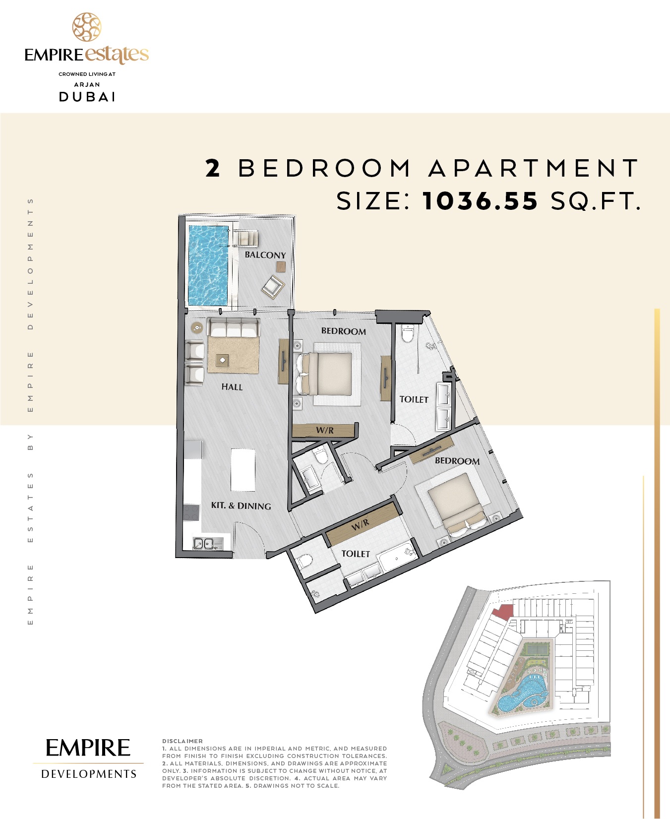 Empire Estates Arjan 2 Beds Layout
