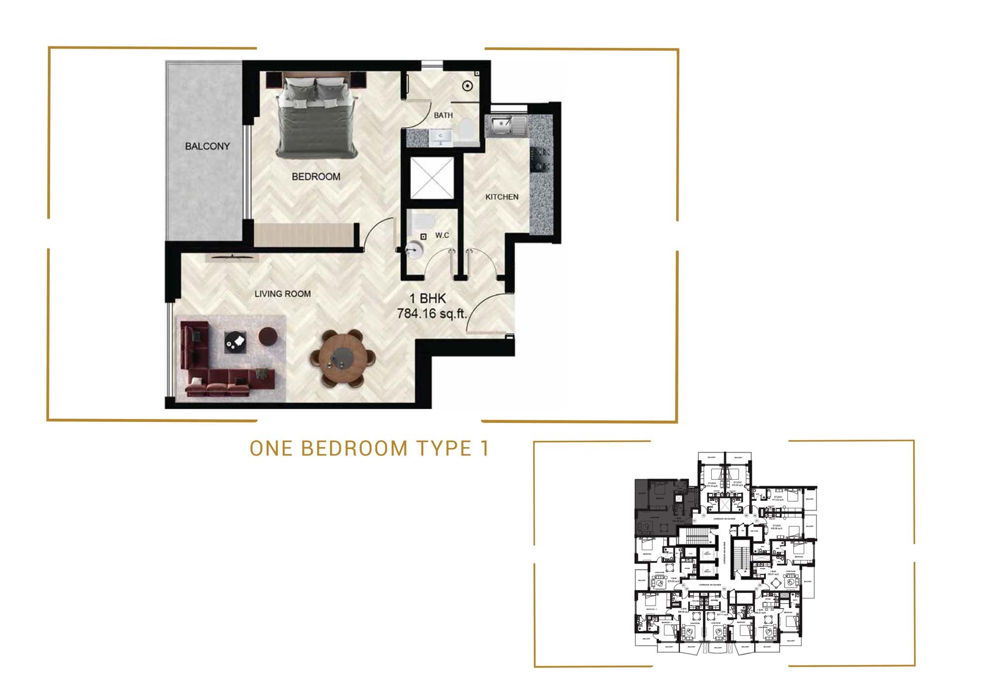 Empire Residence 1 Bed Layout