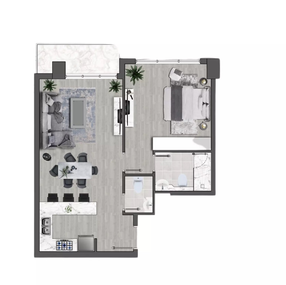 EMS Brand Centro 1 Bed Layout