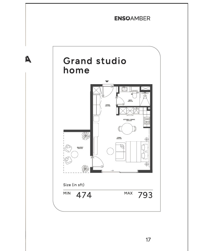 793 Sq. Ft. Studio in Enso Amber