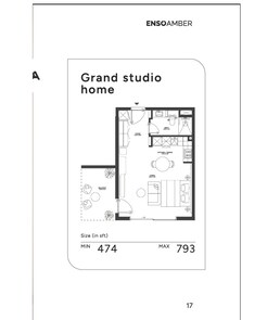 793 Sq. Ft. Studio in Enso Amber