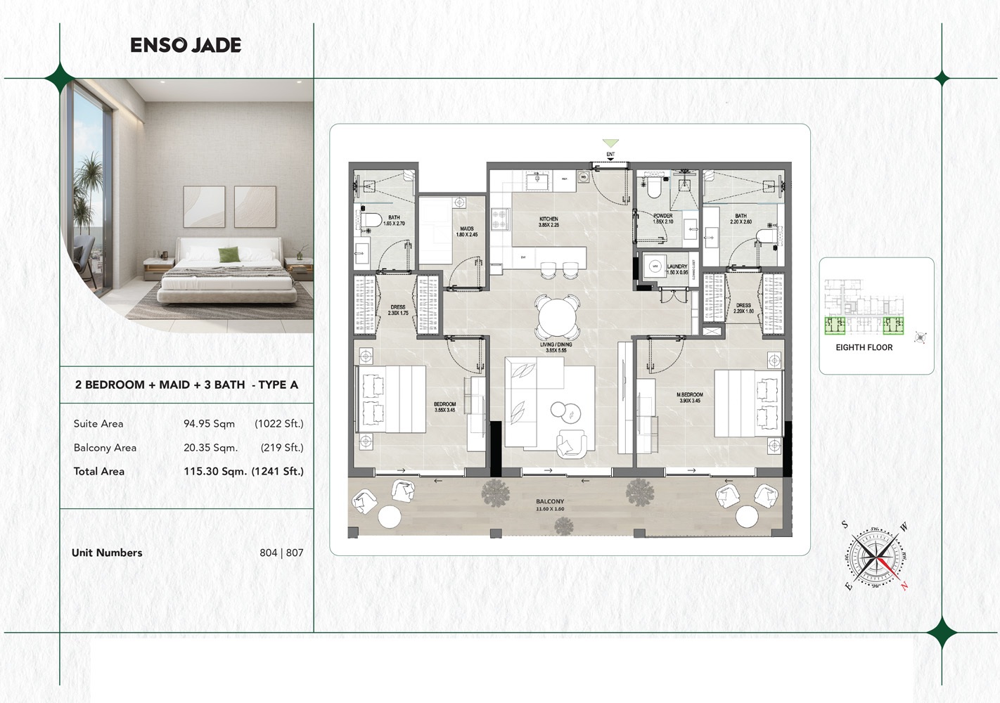 Enso Jade 2 Beds Layout