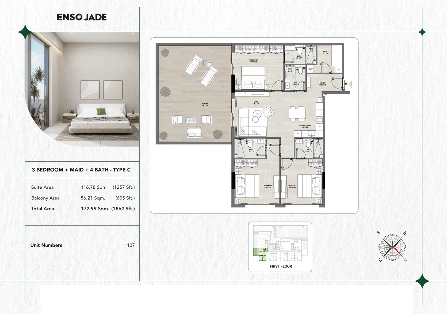 Enso Jade 3 Beds Layout