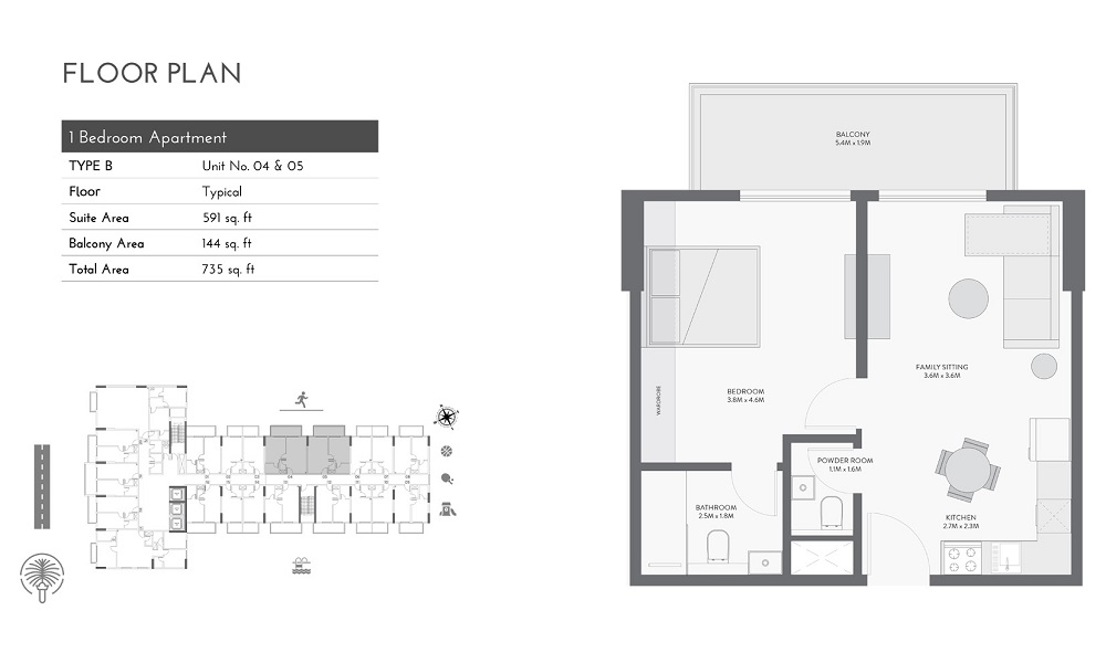 BNH Equiti Gates 1 Bed Layout