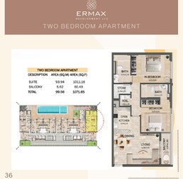 2 Beds 1072 Sq. Ft. Apartment in Ermax Lusin Residences