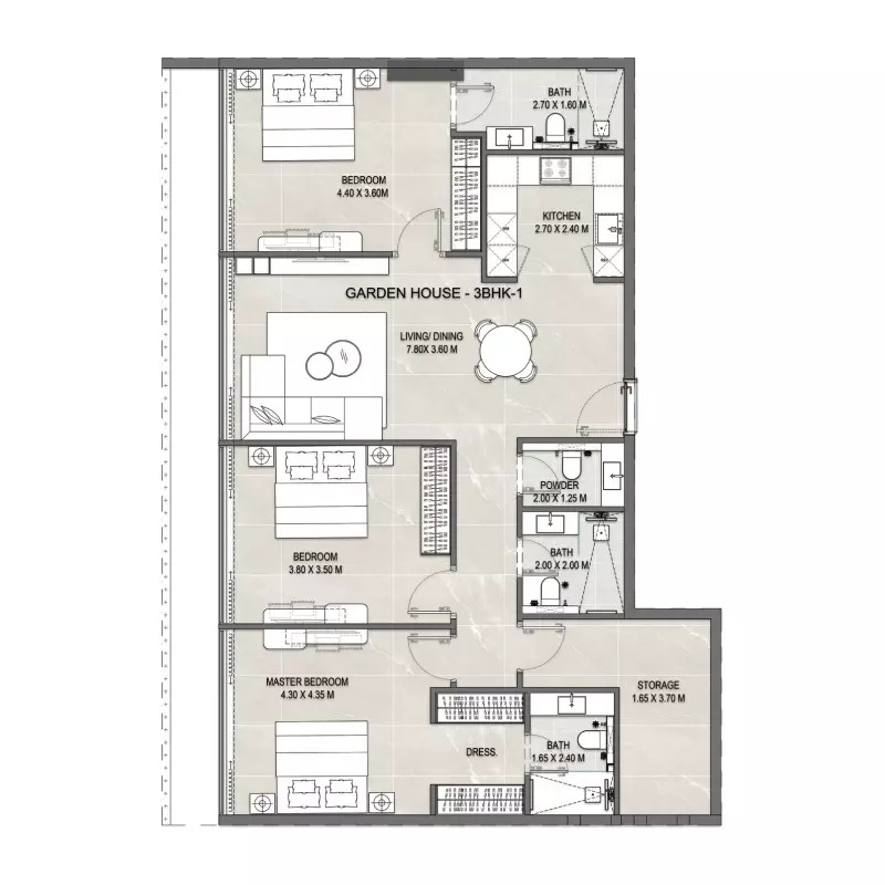 Ever Firoza 3 Beds Layout