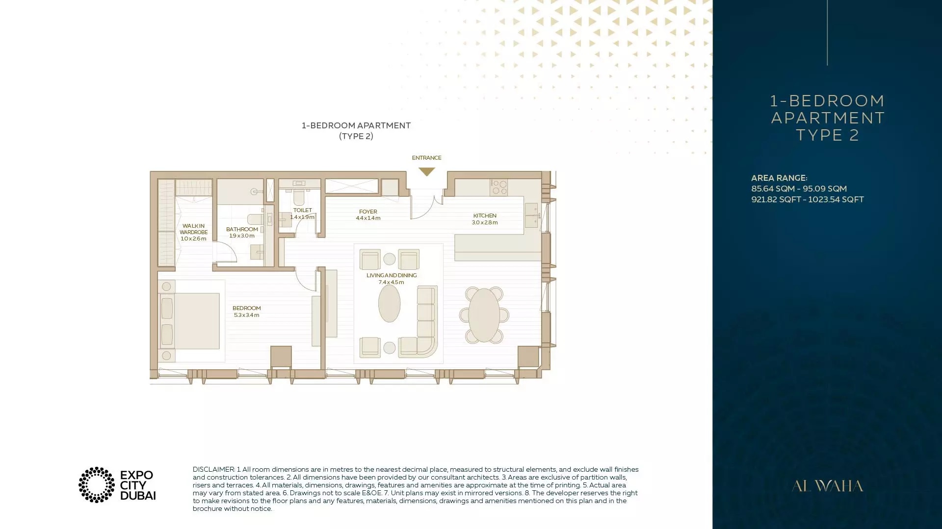 Expo Al Waha Residences 1 Bed Layout