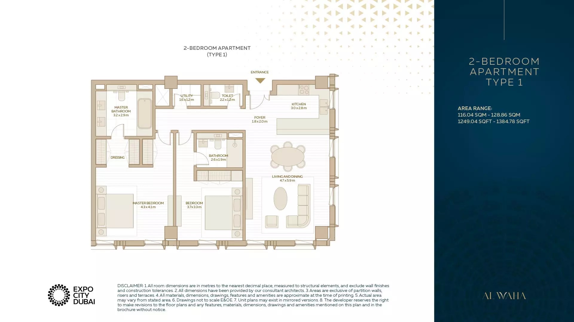 Expo Al Waha Residences 2 Beds Layout
