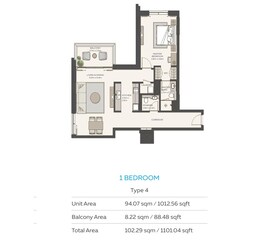 1 Bed 1101 Sq. Ft. Apartment in Expo Sky Residences