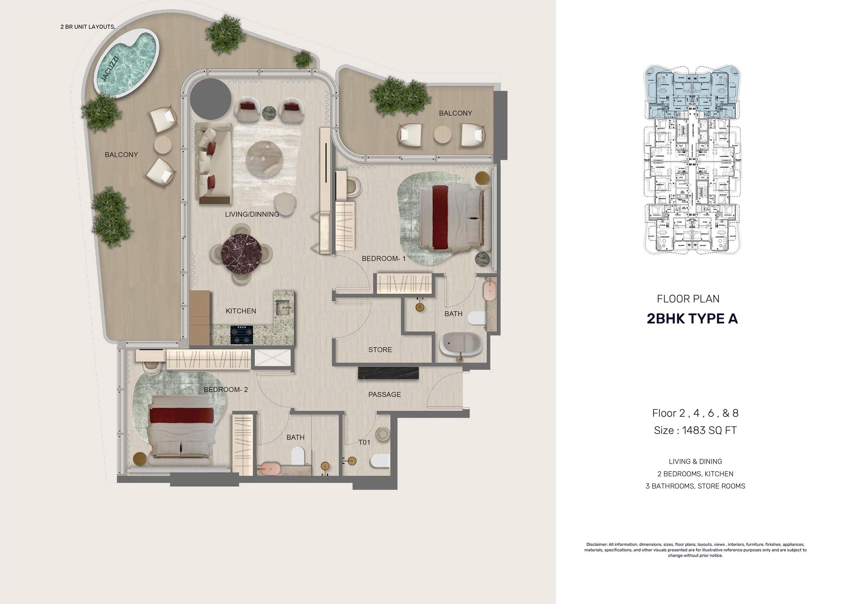 Fakhruddin Treppan Serenique 2 Beds Layout