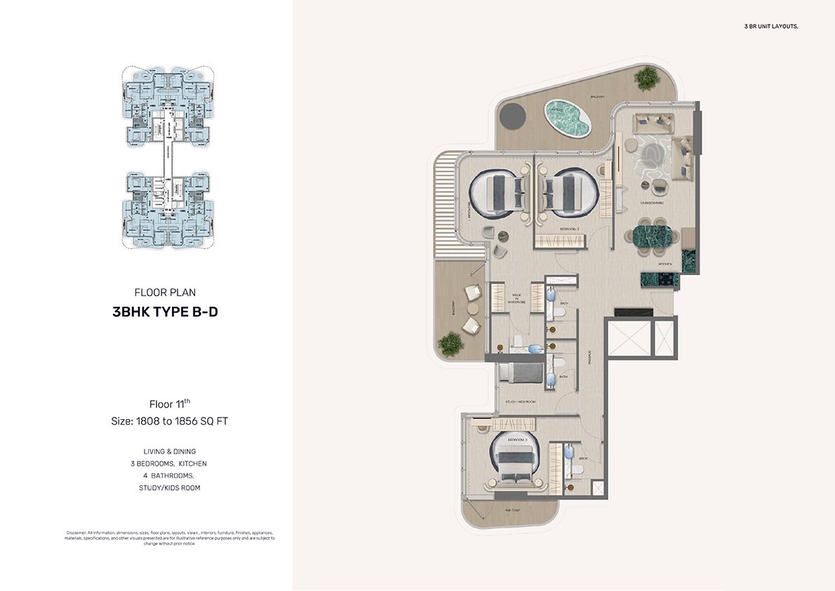Fakhruddin Treppan Serenique 3 Beds Layout