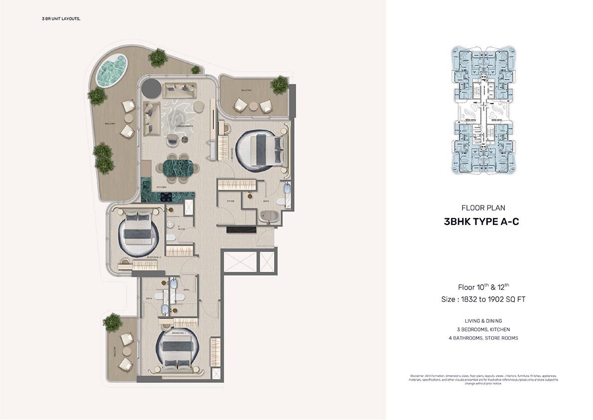 Fakhruddin Treppan Serenique 3 Beds Layout