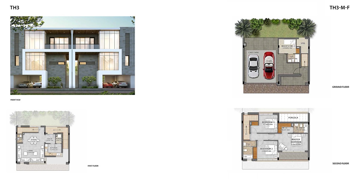 Fendi Styled Villas 3 Beds Layout