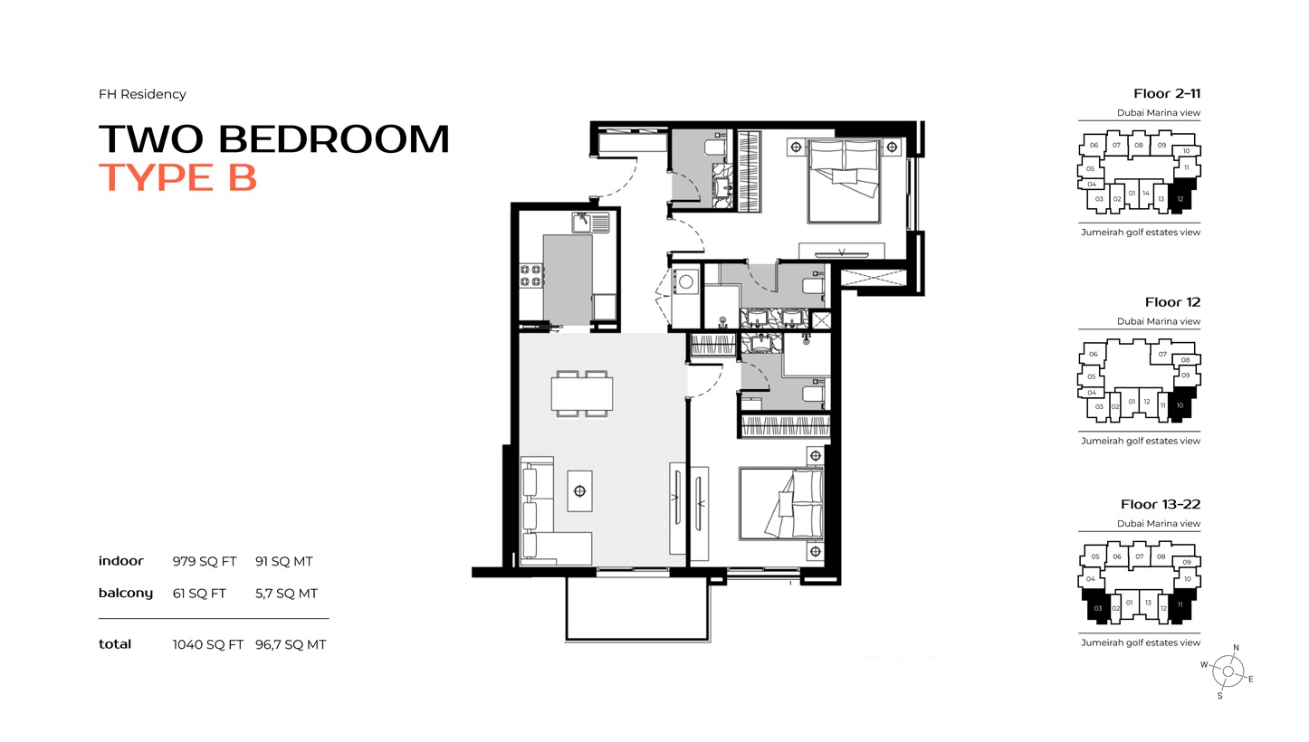 FH Residency 2 Beds Layout