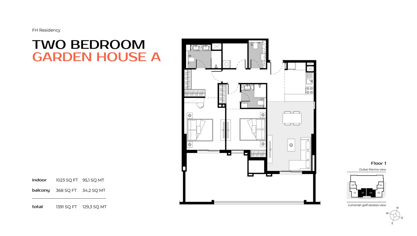 FH Residency 2 Beds Layout