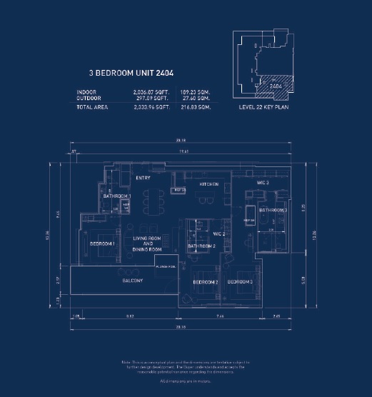 3 Beds 2334 Sq. Ft. Apartment in Five Luxe