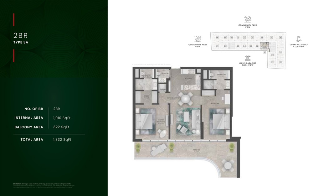 Fortimo Golf Residences 2 Beds Layout