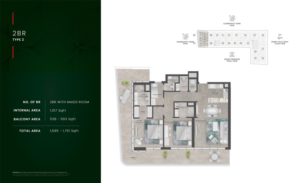 Fortimo Golf Residences 2 Beds Layout