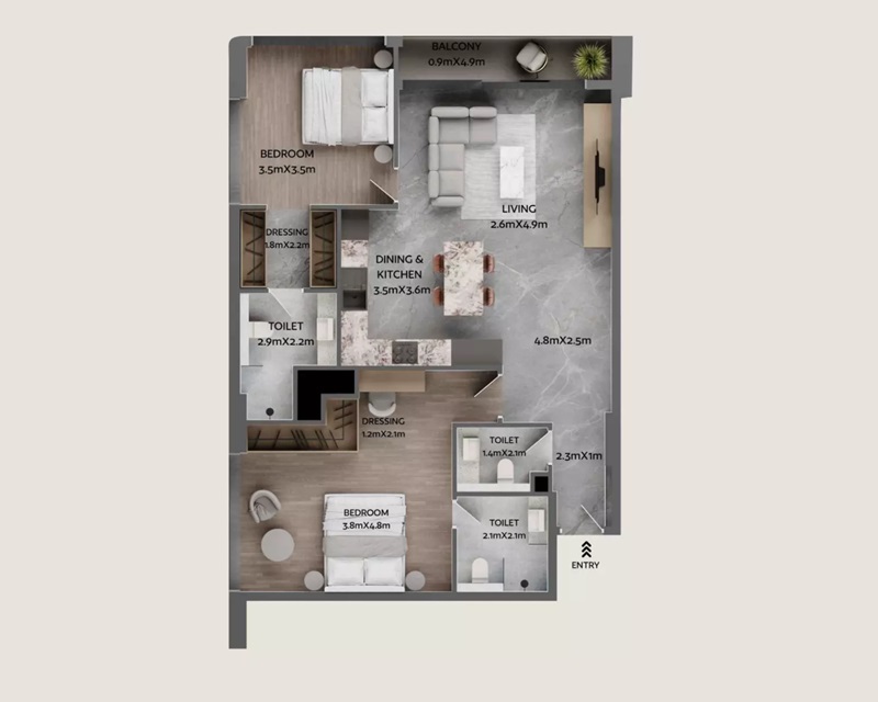 Galaxy Jardin Astral 2 Beds Layout